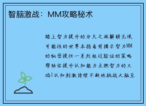 智脑激战：MM攻略秘术